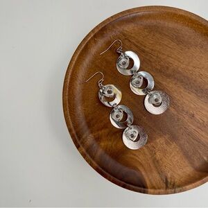 4/$15 Silver Dangly Layered Round Heart Earrings